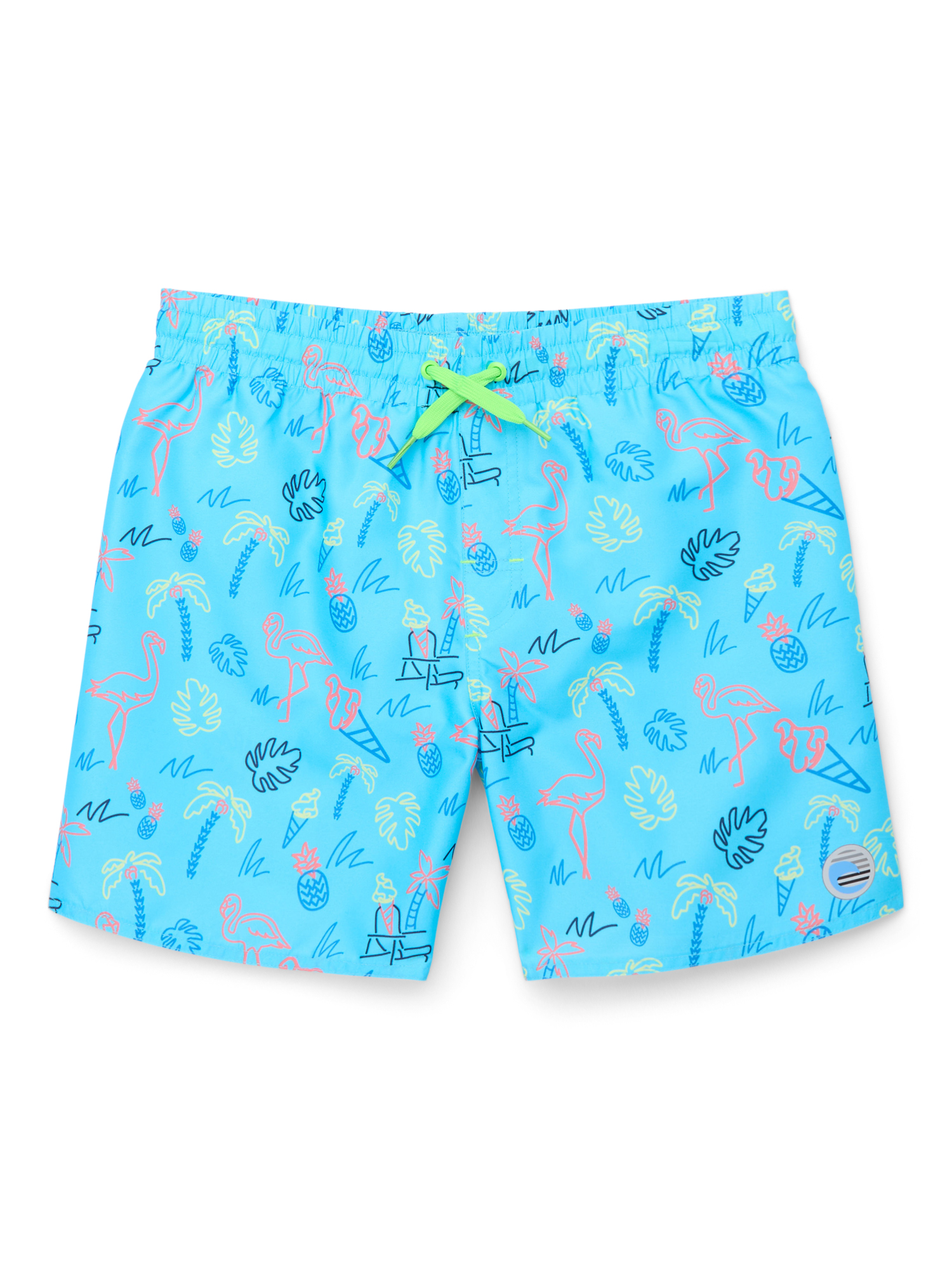 Laguna Boys Flamingo and Ice Cream Print Swim Trunks with UPF 50, Sizes 4-20